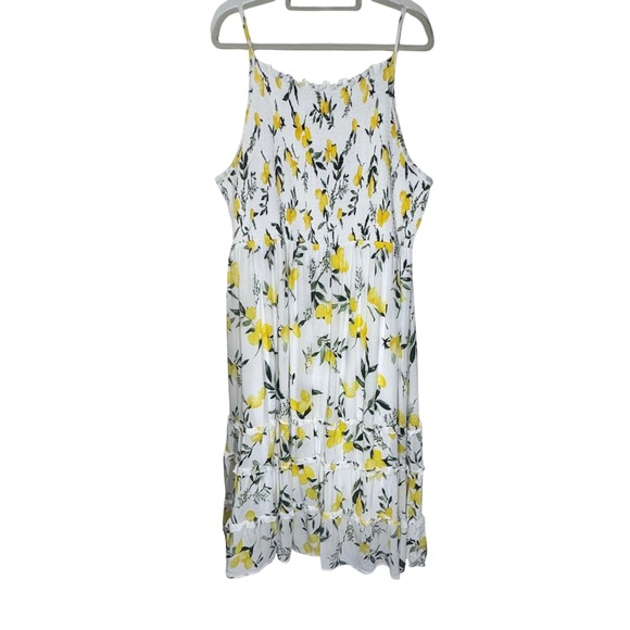 Torrid Women Lemon Dress Size 5  Floral Print Sleeveless T‎ Smocked Midi Dress - Picture 3 of 13